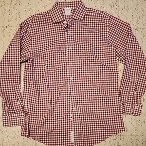 Brooks Brothers Red & White Plaid Button Down Long Sleeve Dress Shirt